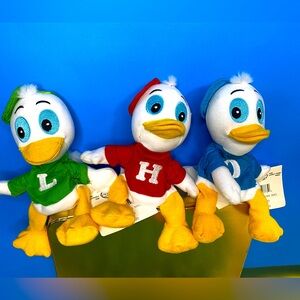 DISNEY EXCLUSIVE  VTG 90s DONALD DUCK’S HUWEY LOUIE & DEWEY BEAN BAG PLUSH 7”